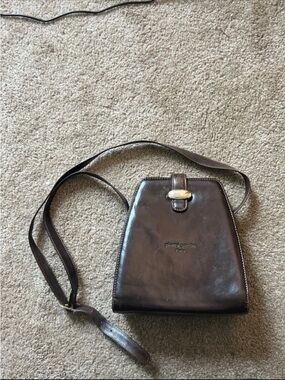 Pierre Cardin vintage brown leather shoulder bag